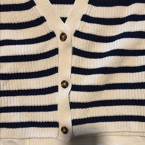 Reformation Navy and Cream Striped Cardigan Sweater - Picture 3 of 6
